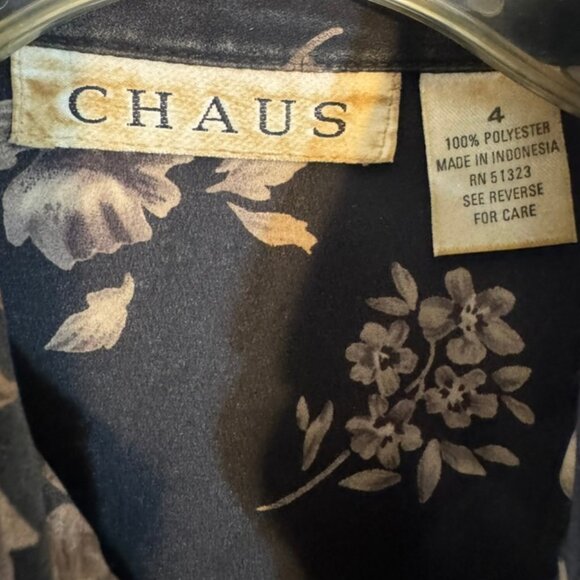 NWOT Chaus Floral Print Long Sleeve Sheer Button Up Blouse-Collar, Cuffs- Size 4 - Picture 4 of 7